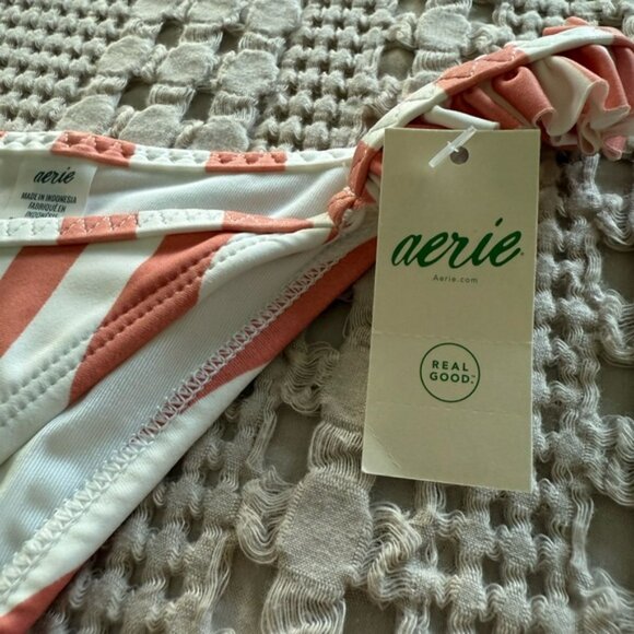Aerie Coral and White Ruffle Bikini Bottom - Picture 3 of 7
